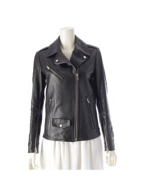 Prada Nappa Leather Triangle Patch Rider's Jacket Black 38